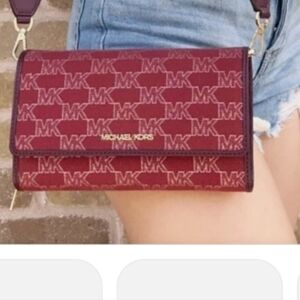 Michael Kors Jet set Red Shimerish Logo Crossbody Bag